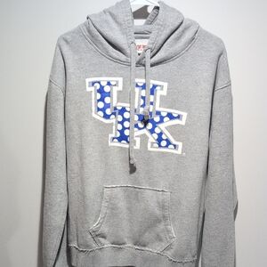 Gray Hoodie with Blue Polka Dot UK Logo